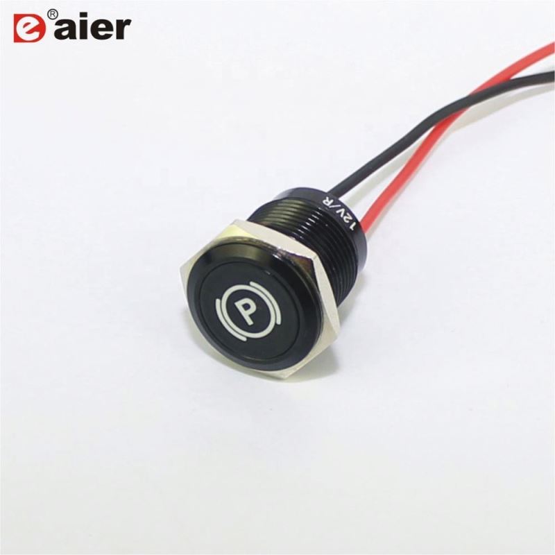Flat Surface Laser-engraved 16MM Mounting Size Wired IP67 Black Color Metal Indicator Lights for Bikes