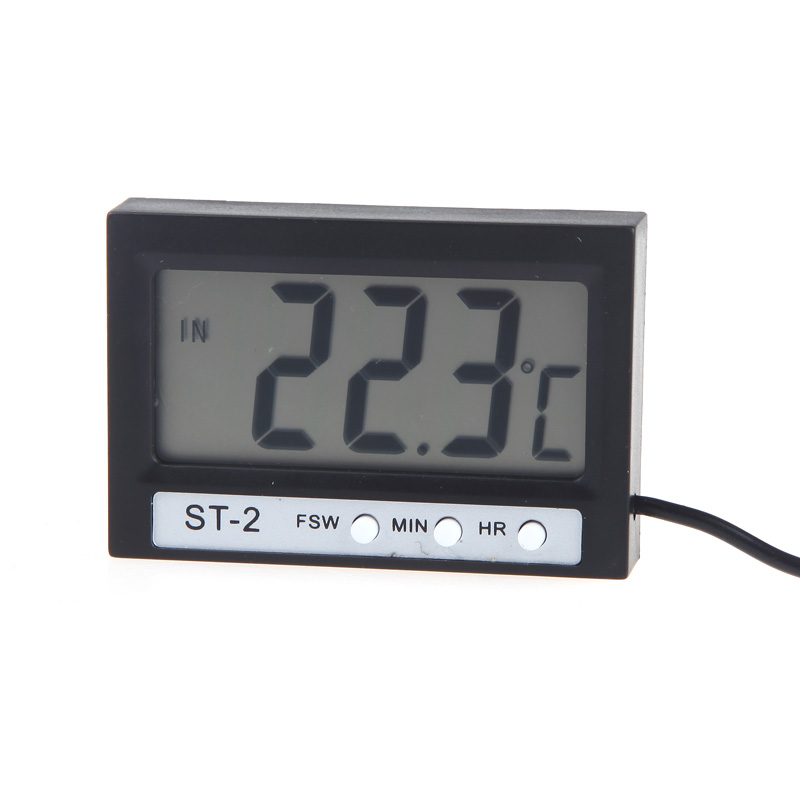 Mini LCD Digital Thermometer Temperature Meter Tester Celsius Temperature Diagnostic-tool Indoor Outdoor Clock with Probe ST-2
