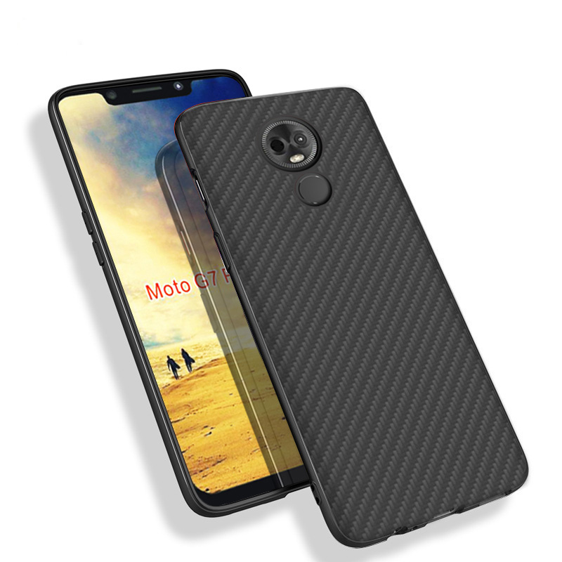 Matte Finish Carbon Fiber Textured Light Thin Shock Absorbing Bumper Skin hard case for Motorola moto G7 Power