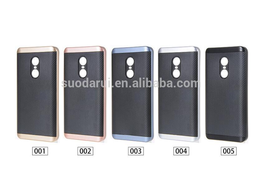 2017 New Arrival Shockproof Carbon Fiber Case Cover for Redmi note 4 TPU+PC case for Redmi note 4
