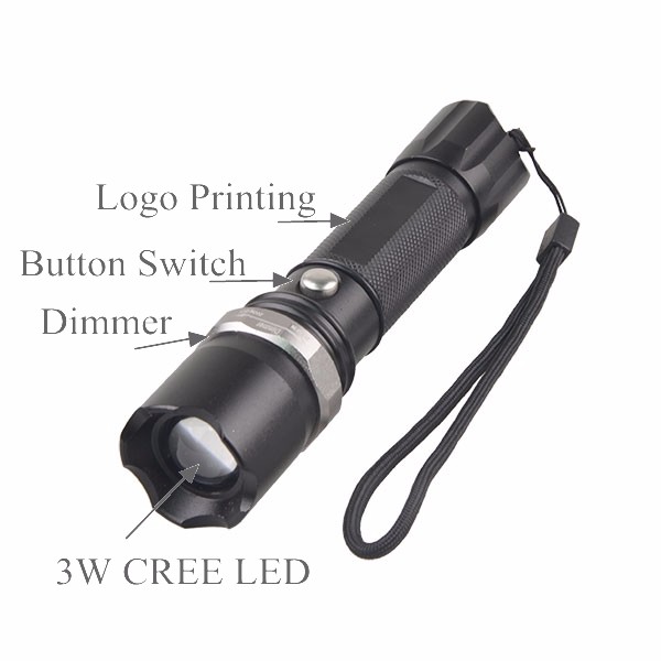 Zoom Strong 10W 1000 Lumen Led Flashlight With Strobe Rechargeable For Police