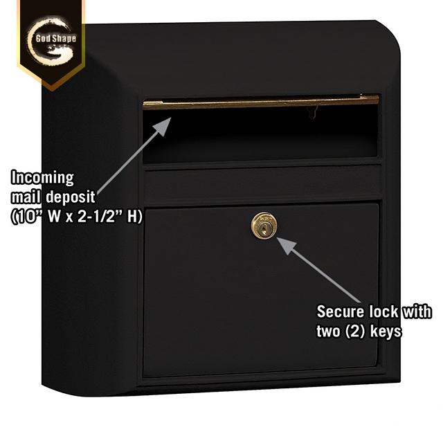 OEM Outdoor parcel box black metal modern design SUS 304 mail box post box
