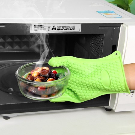 Silicone Heat Resistant Gloves, Oven Mitts ,Pot Holder ,BBQ Cooking Green
