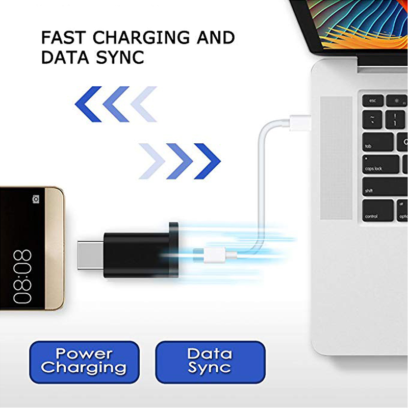 Micro USB Female to Type-C Male Adapter For Cable with keychain smartphone