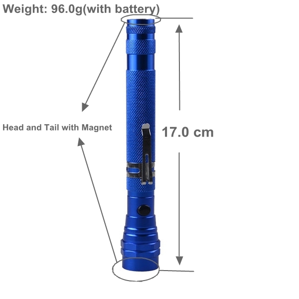 Aluminum 3 LED Extending Work Torch Telescopic Flexible Torch With 2 PCS Magnet