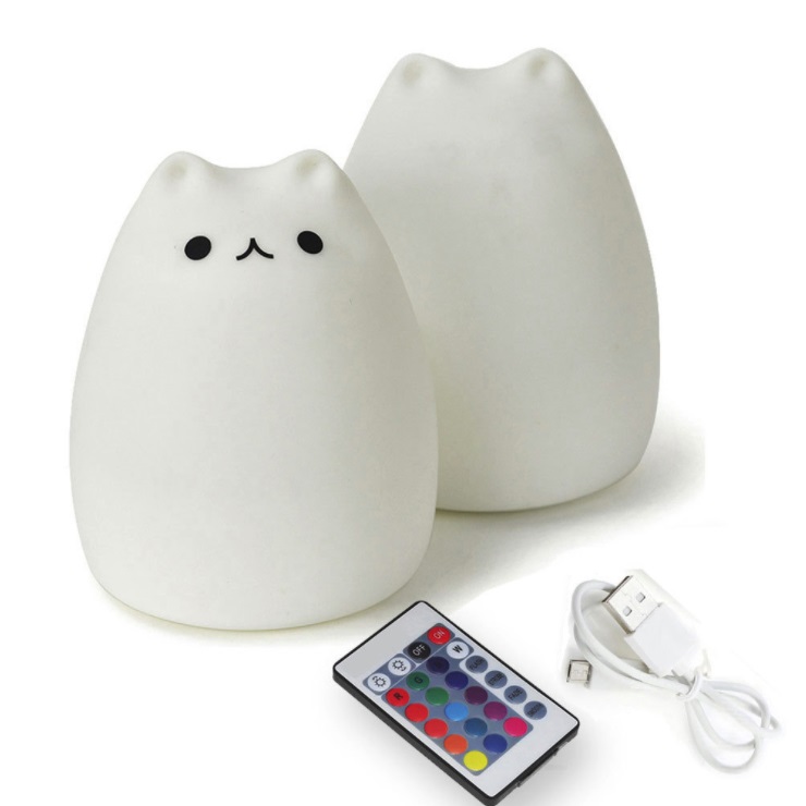 USB Rechargeable Silicone Material Cat Baby Kids LED Night Light