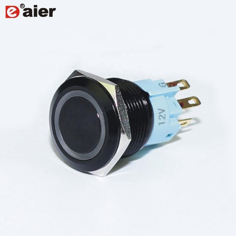 IP67 19mm 7 Pin SPST Bi-Color 5V Ring LED Pushbutton Switch