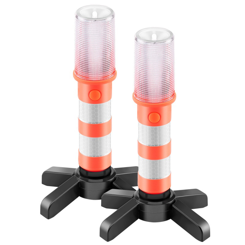 2 Pack Highway Beacon Alert Flare Emergency Roadside Flares Kit LED Safety Strobe Road Warning Light with Magnetic Base