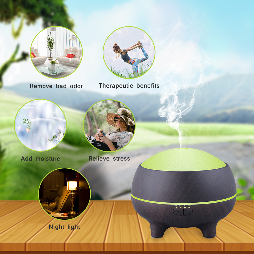 Hidly 300ml Dark Wood Grain Aroma Diffuser with Bluetooth Speaker Waterless Auto-off, Wholesale Price, Quality Guarantee