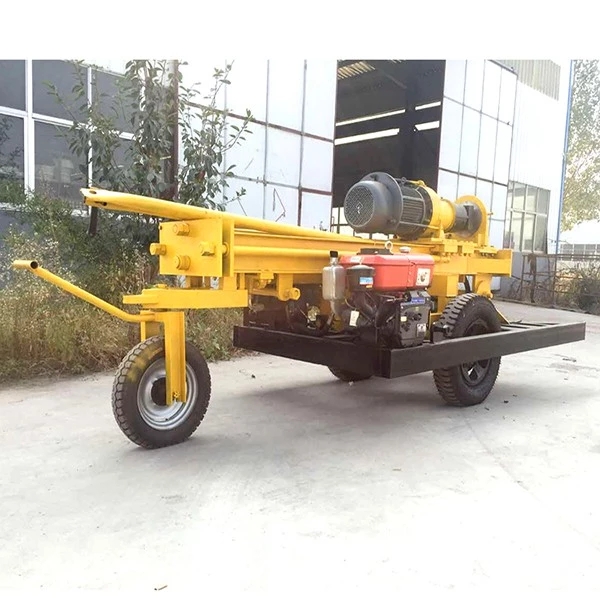 Wholesale 3 point wheel type trailer mounted water well drilling rig with air compressor