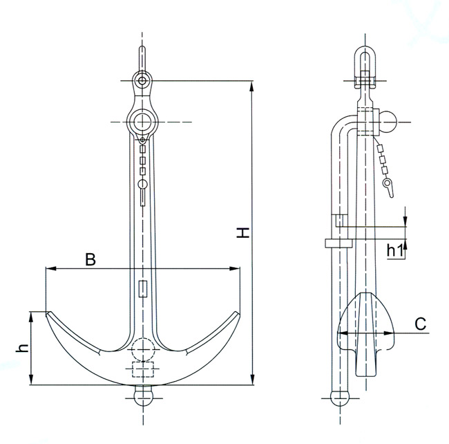 JV08-50KG Stock Anchor Applied For Admiralty Anchor