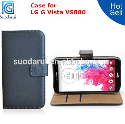 Side Flip Stand Leather Wallet Case Cover for LG G Vista VS880 Mix Colors