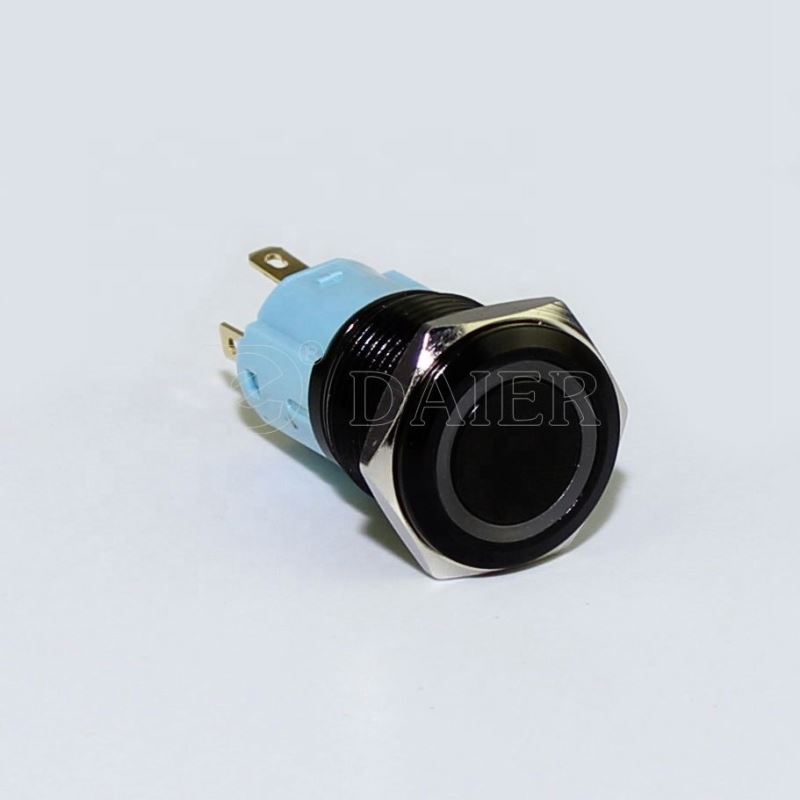 Waterproof SPST 5 Pin Metal Ring Illuminated Push Button Switch