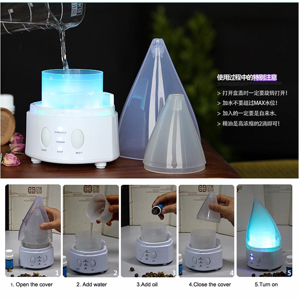 Ultrasonic Aroma Humidifier Cool Mist Whisper-Quiet Aromatherapy