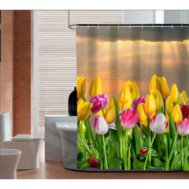 New Arrive Colorful tulips Personalized Custom Shower Curtain Bath Curtain Waterproof