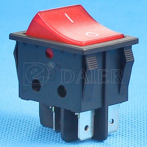 ON OFF Single Pole KCD2 Rocker Switch DPST 16A 250VAC With 12V LED