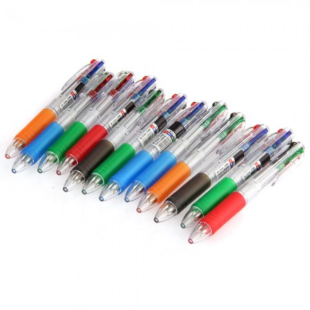 12 PCS 0.7mm 4in1 4 Color Ballpoint Pens Writing Office School Student