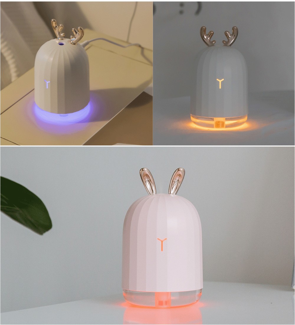 Mini Portable Deer & Rabbit Animal Fun Cool Mist Humidifier, Aroma 220ml Air Humidifier for Car Home