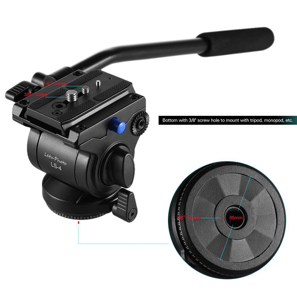 Professional Fluid Drag Tilt Tripod Head Photography Video Hydraulic Damping Head with Quick Release Plate for Monopod Slider