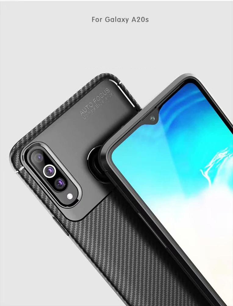 New Premium Shock Protection Carbon Fiber Skin TPU Silicone Case For Samsung galaxy A20S