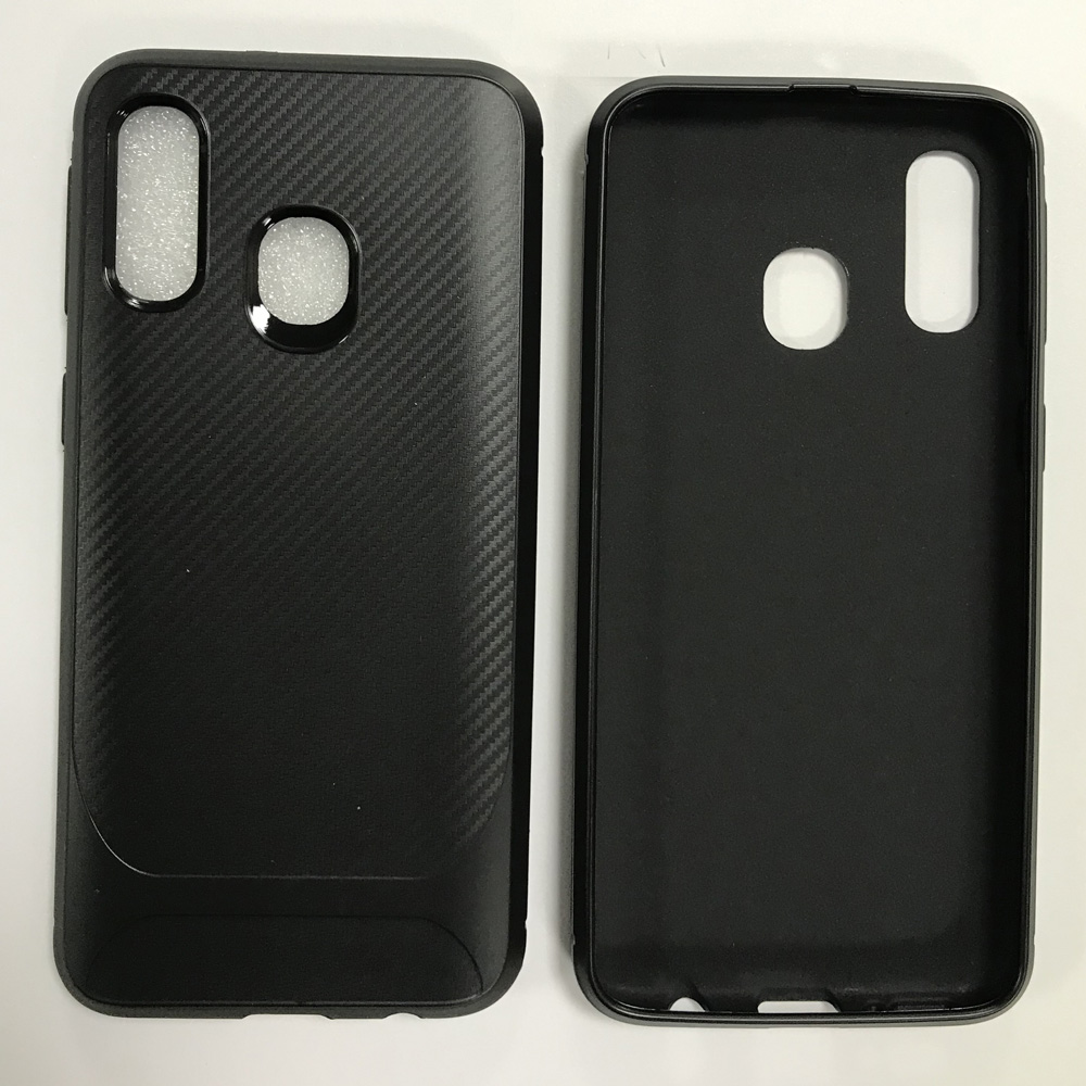 Carbon Fiber Back Cover For Samsung Galaxy A40 Black TPU Phone Case