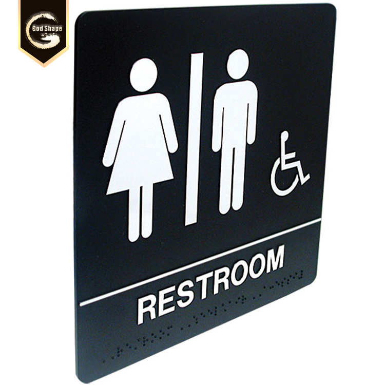 Custom Acrylic ADA Plastic Injection Braille Tactile Toilet Sign