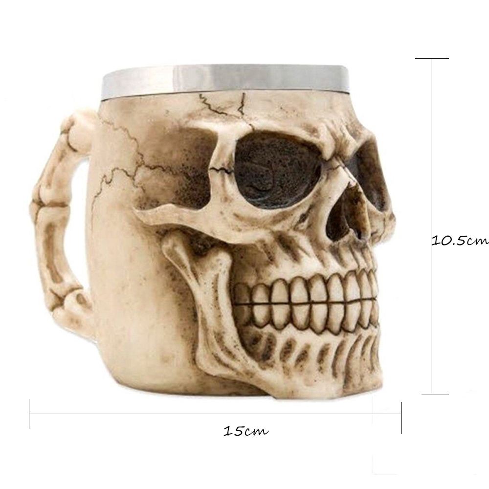 4Types 3D Unique Stainless Steel Mug Cup Liner Creepy Skull Coffee Beer Milk Mug Cup Tankard Novelty Halloween Decoration Gift