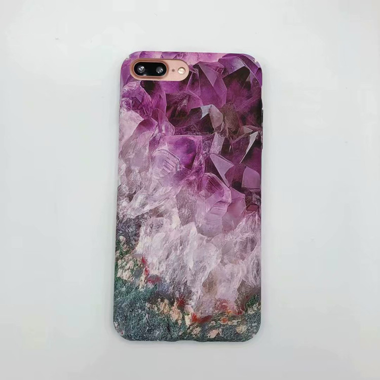 Custom Water Transfer Print Purple Diamond Pattern Plastic Hard Mobile Phone Cover Case for iPhone X 8 7 6 Plus