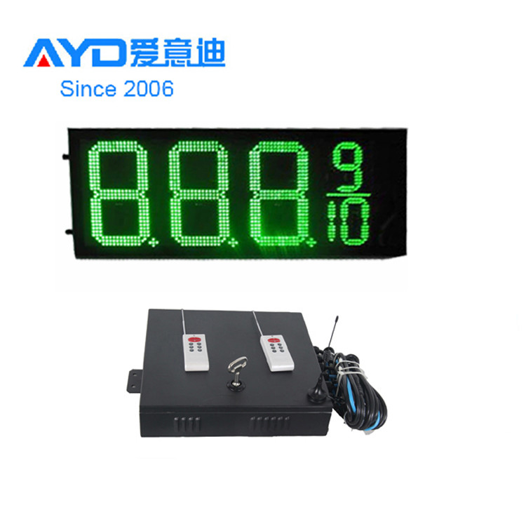 16 Inch Wholesale LED Gas Price Signs 7 Segment IP65 Outdoor Use Green LED Gas Digit Display Board with Control Box