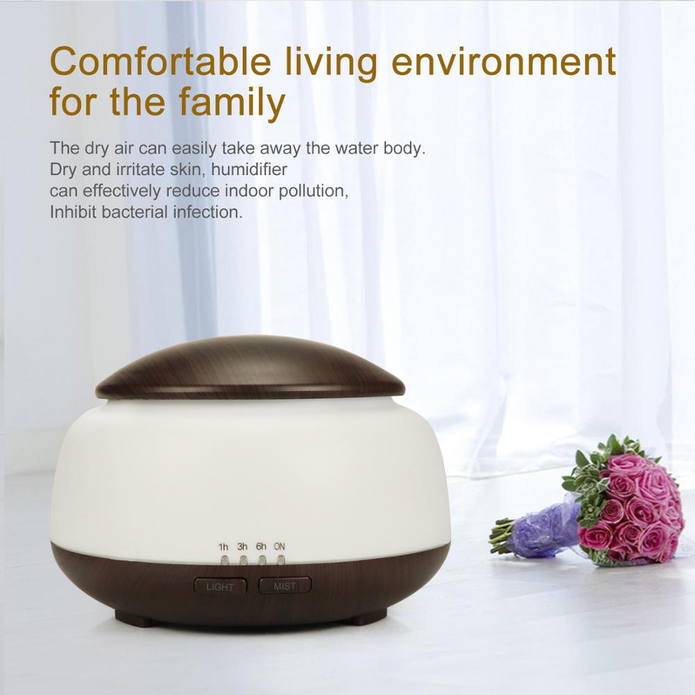 Remote Control 300ml Dark Wood Grain Ultrasonic Super Quiet Aroma Diffuser Mist Maker for Whole Home Purification