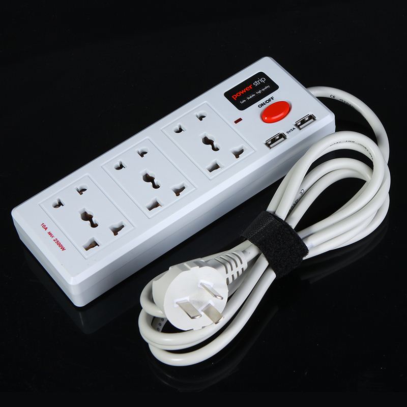Multi- functional plug 6 Outlet & 2 USB Charger Port Power Strip Circuit Breaker and accessories