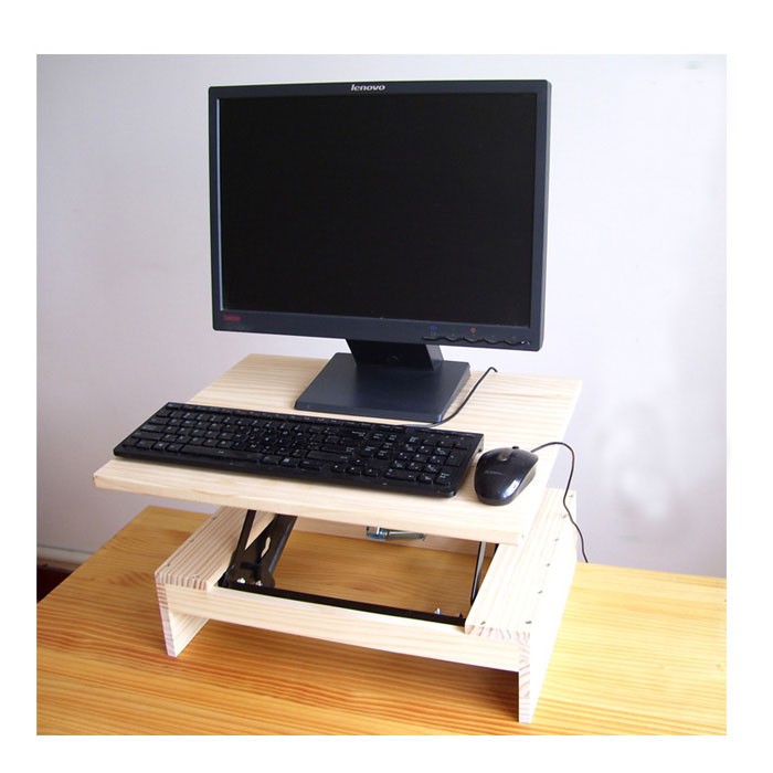 Wooden Folding Height Adjustable Computer Standing Table Desk