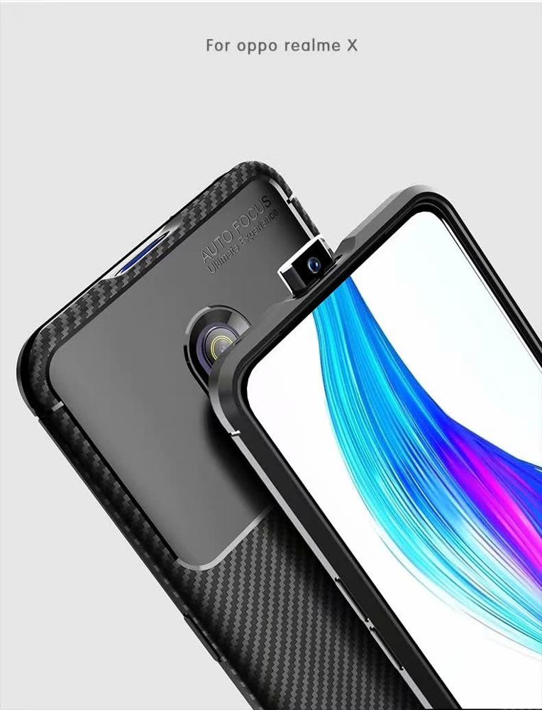 New Premium Shock Protection Carbon Fiber Skin TPU Silicone Case For OPPO Realme X