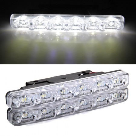 2 Waterproof 6 LED 5050 SMD White Daytime Running Lamp Light DRL Car