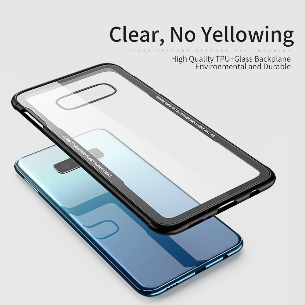 Clear 9H Tempered Glass back Cover Phone Case for Samsung galaxy S10 TPU frame