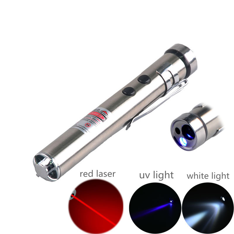 3 In 1 Multi Function White Lighting 390nm Black Light UV Red Cat Laser Pointer Led Penlight