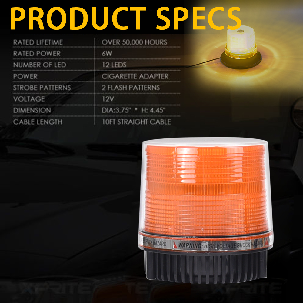 Amber/Yellow Rotating Revolving LED Beacon Strobe Light, with Magnetic Mount  Emergency Warning Flashing Light for Forklift