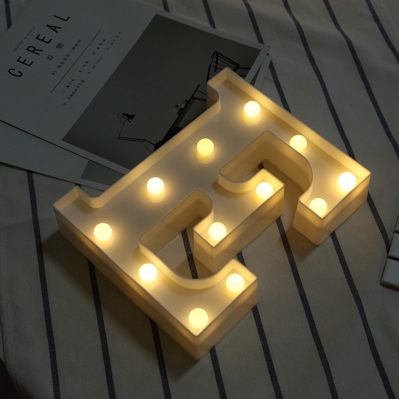 DIY 26 English Letter LED Night Light Marquee Sign Alphabet 3D Wall Hanging Night Light Home Wedding Birthday Party Decor