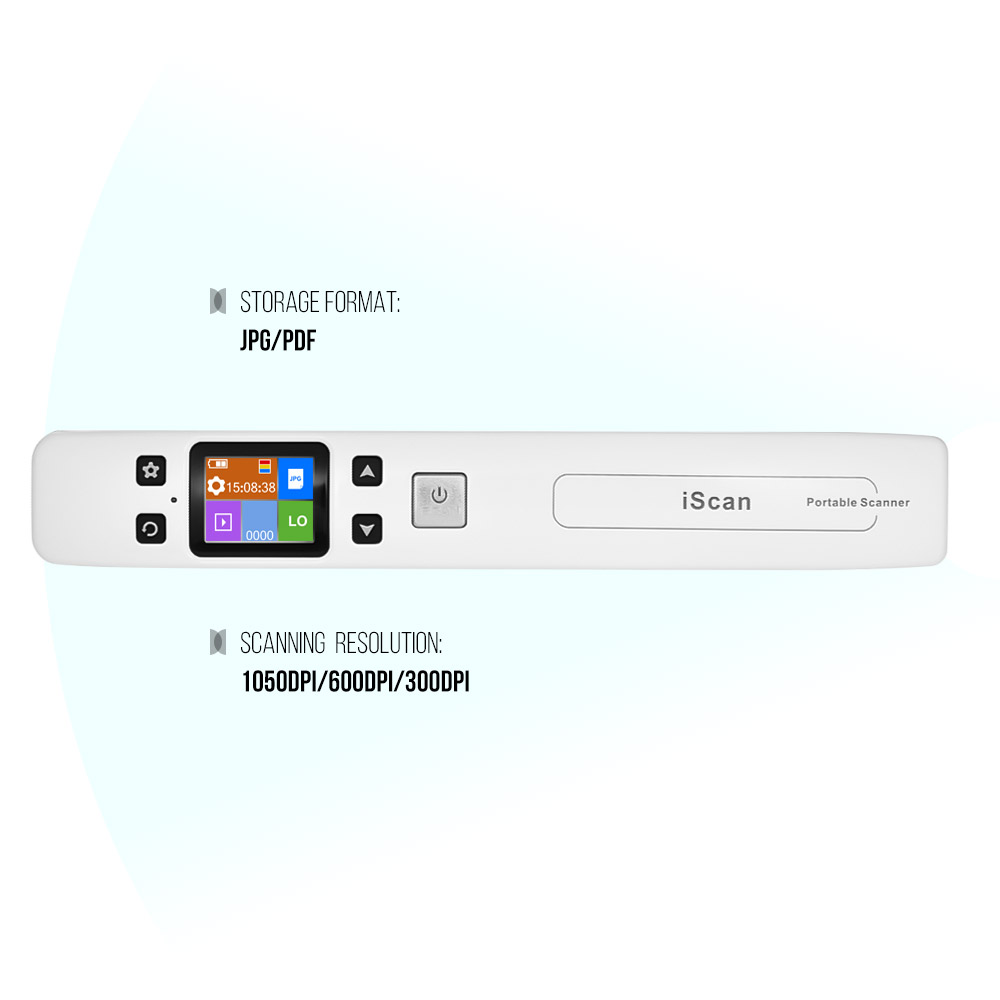 Wifi 1050DPI High Speed Portable Wand Document & Images Scanner A4 Size JPG/PDF Formate LCD Display for Business Reciepts Books