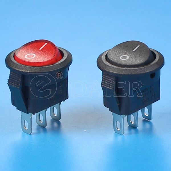 6A Single Pole KCD5 Mini Round ON/ON Rocker Switch With Solder Terminal