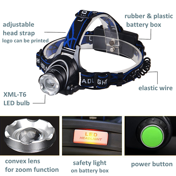 Multi-function Rechargeable Waterproof Coal Miners Led Headlamp Xml T6 3000 For Hunting