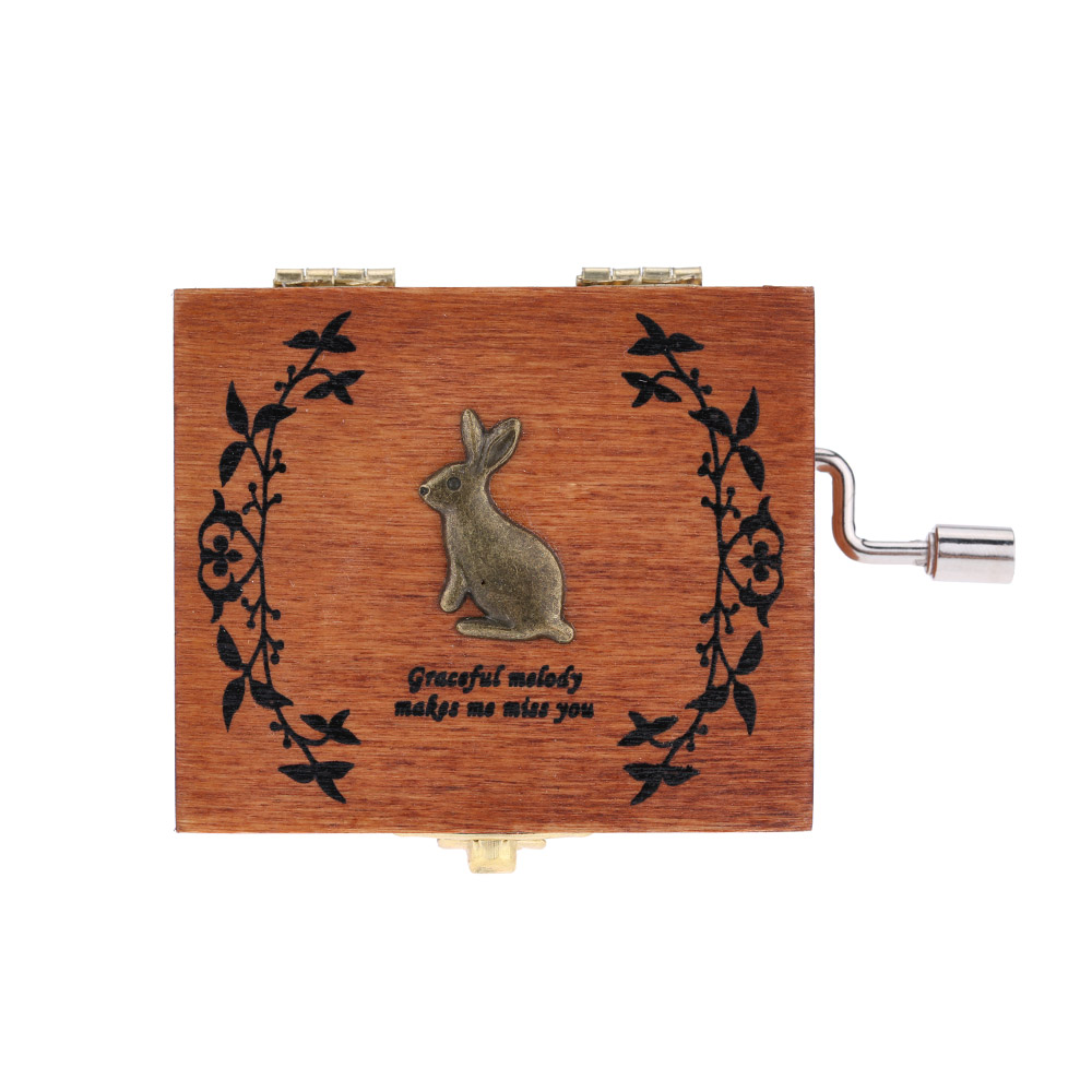 Retro vintage Wooden Hand Crank Music Box Orgel Exquisite Workmanship 4 Patterns for Option Creative Unique artware Gift