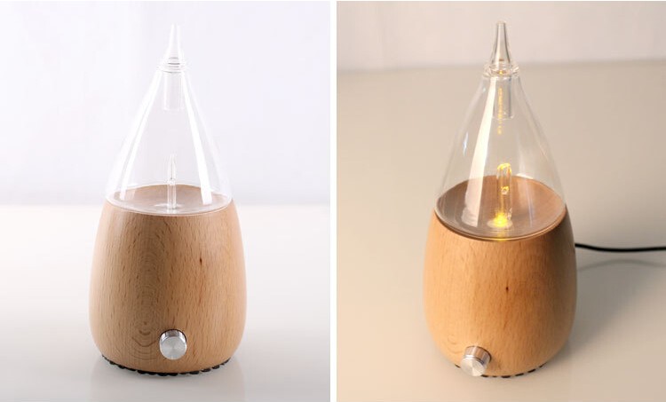 Alibaba Best Sellers 20ml Wood&Glass Essential Oil Burner Ultrasonic Scent Diffuser With Essential Oil Bottles