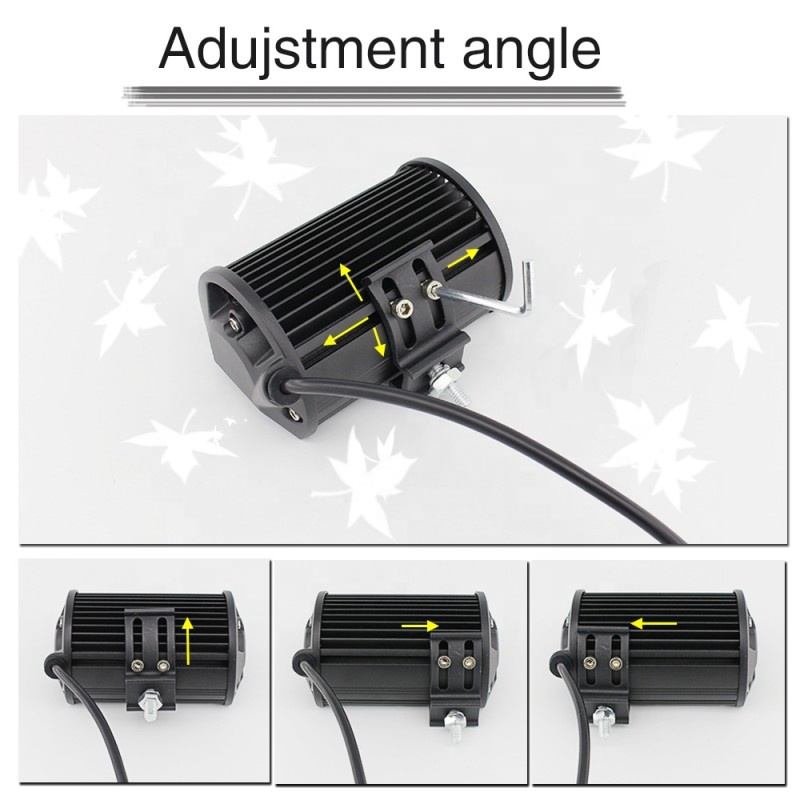 Led Light Bar  Waterproof 5 Inch 72W Led Flood Beam Off Road Pod Lights Yellow Driving Fog Work Light Lamps For Trucks