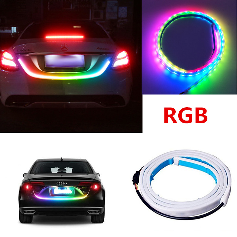 120CM 150CM Yellow White Rear Tail LED trunk strip light Turn Signal Dynamic Streamer Brake Turn Signal Reverse Leds Tailgate