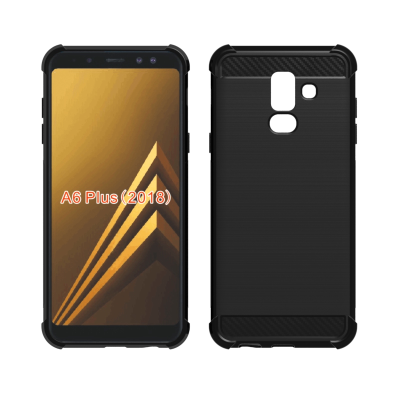 Carbon Fiber Cover soft Tpu case For Samsung Galaxy A6 Plus 2018
