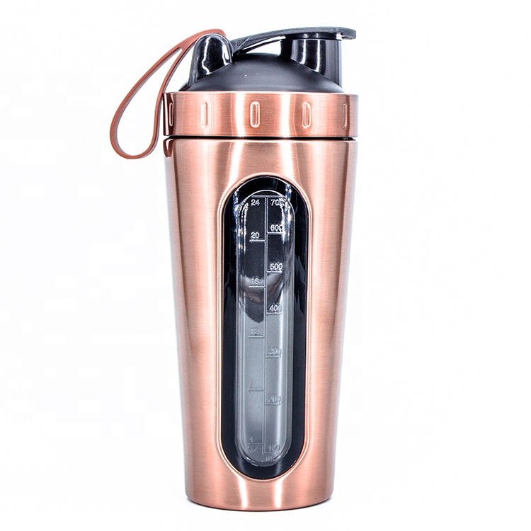 304 Stainless Steel Sport Bottle Mixer Measuring Shaker Bottle Protein Powder Shaker