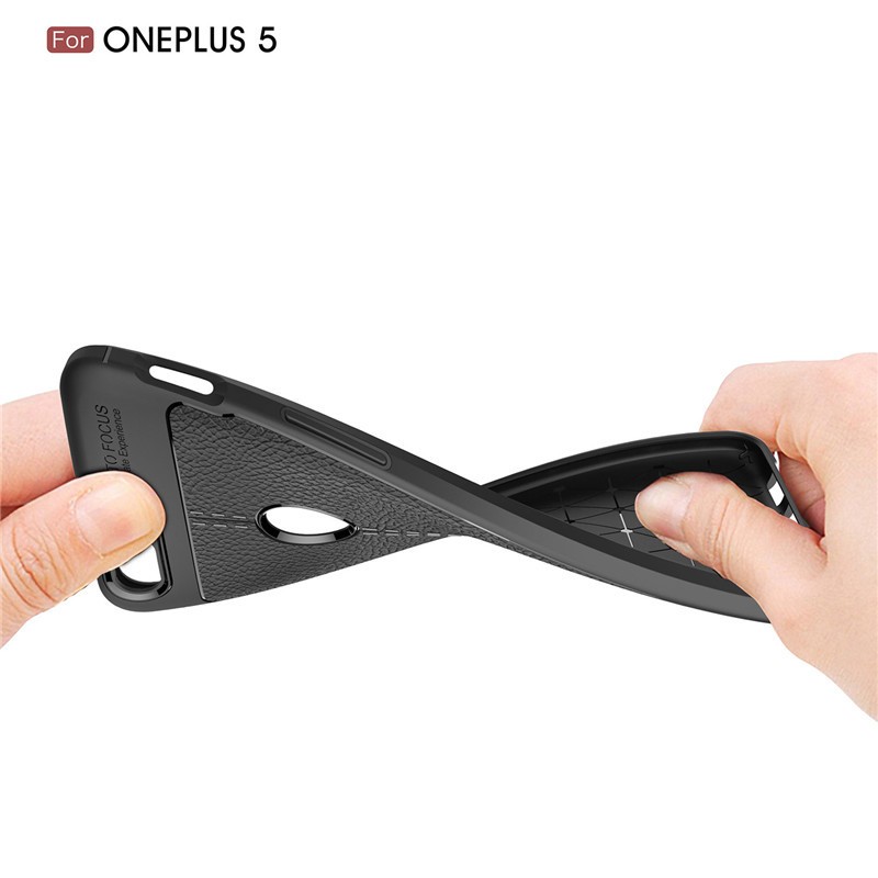 Shockproof Case Lichee Pattern Soft tpu case For oneplus 5 Carbon fiber Cover