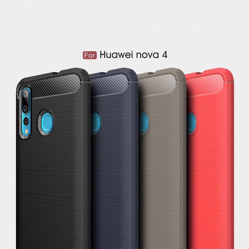 New Arrival Shockproof Carbon Fiber Case Cover for Huawei Nova 4 TPU+PC case
