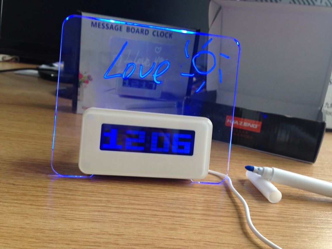 LED desk digital alarm clock with memo board